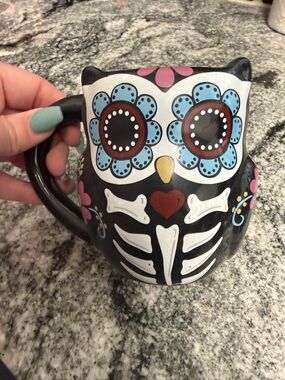 Black Sugar Skull Owl Mug – Colorful & Unique Coffee Cup